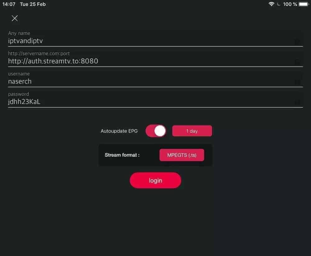 iPhone, iPad & Apple TV: Enter your details and log in