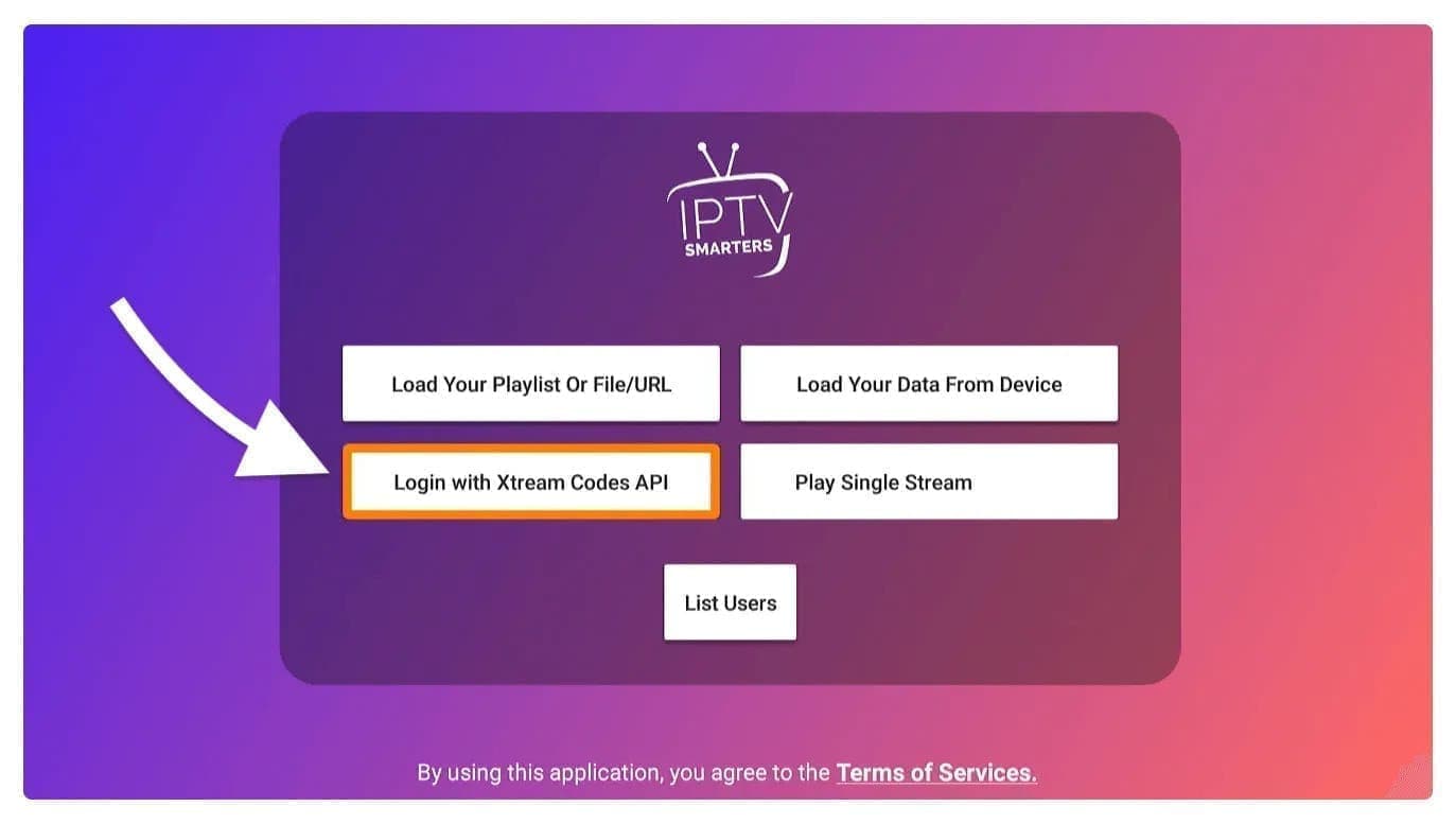 Amazon Fire TV Stick: Pick Login with Xtream Codes API