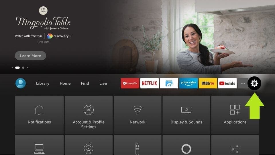 Amazon Fire TV Stick: Go to Settings