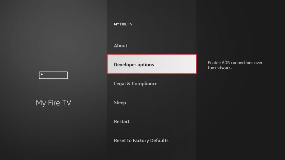 Amazon Fire TV Stick: Choose Developer Options
