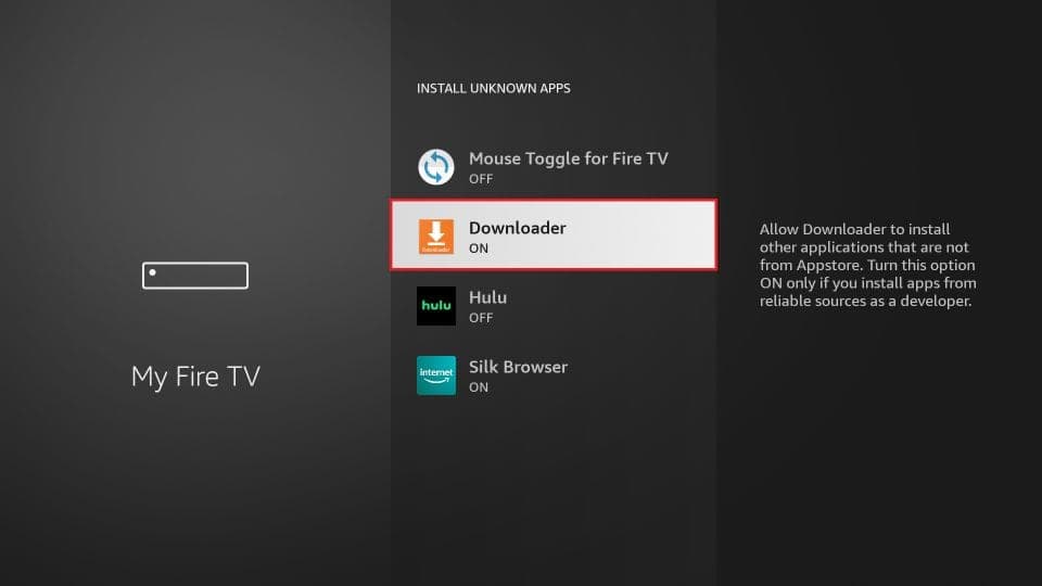 Amazon Fire TV Stick: Turn Downloader ON