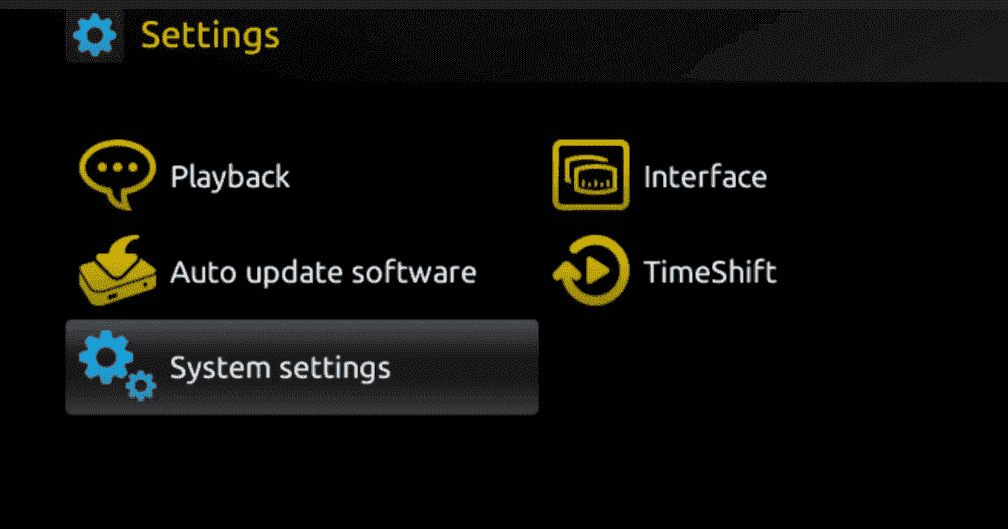 MAG box: Go to System Settings